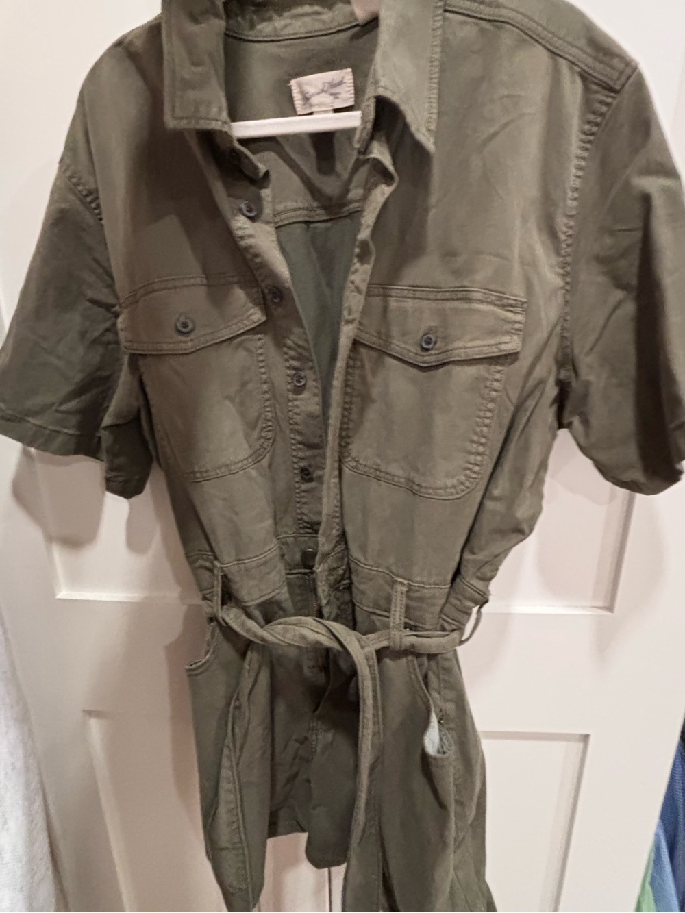 Universal Thread Olive Green Short-Sleeve Utility Jacket with Waist Tie